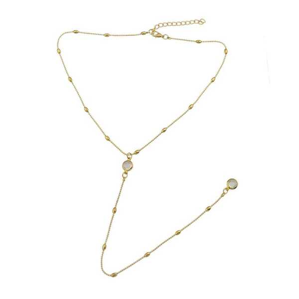 

Gold Beads Rhinestone Necklace