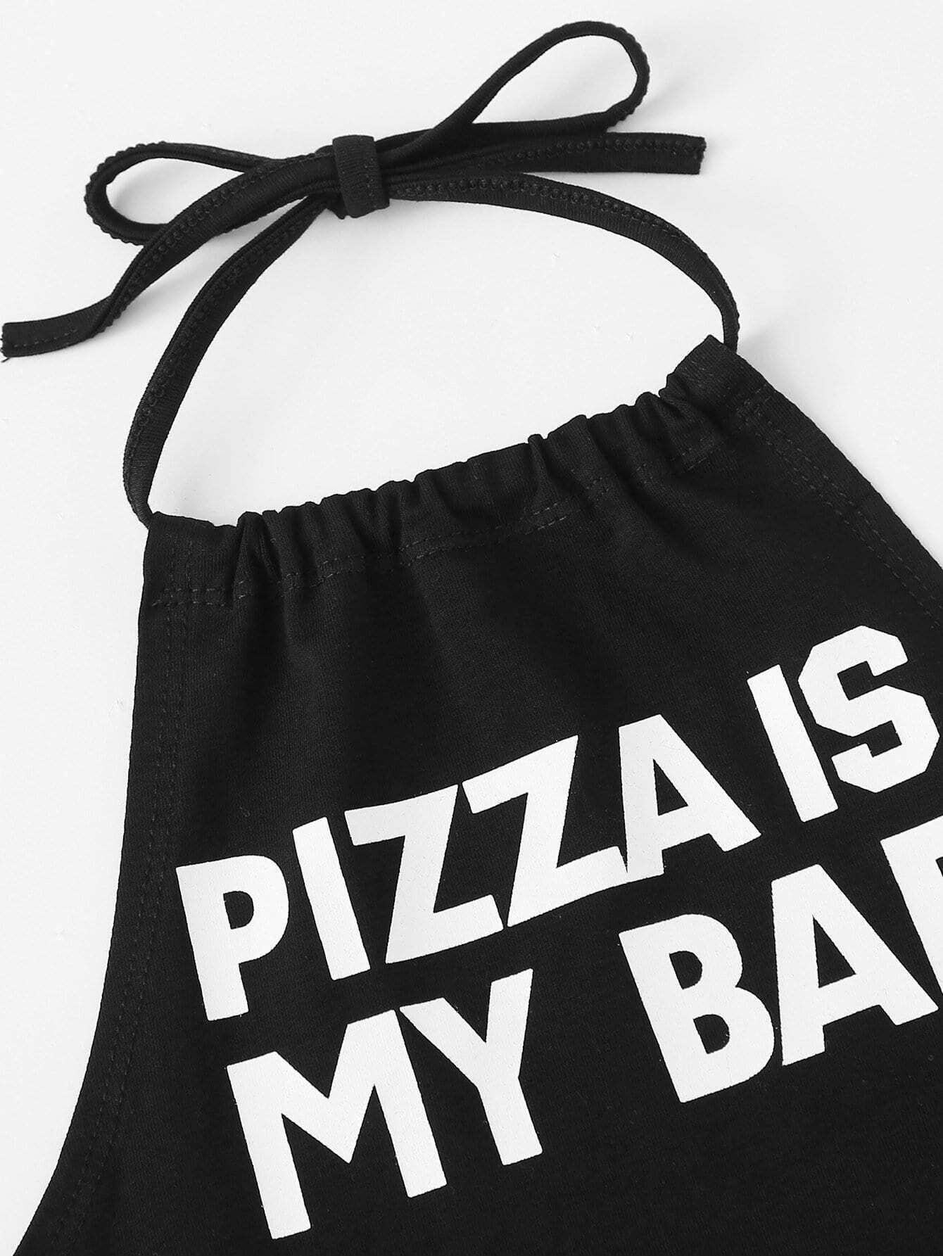 slogan print halter top