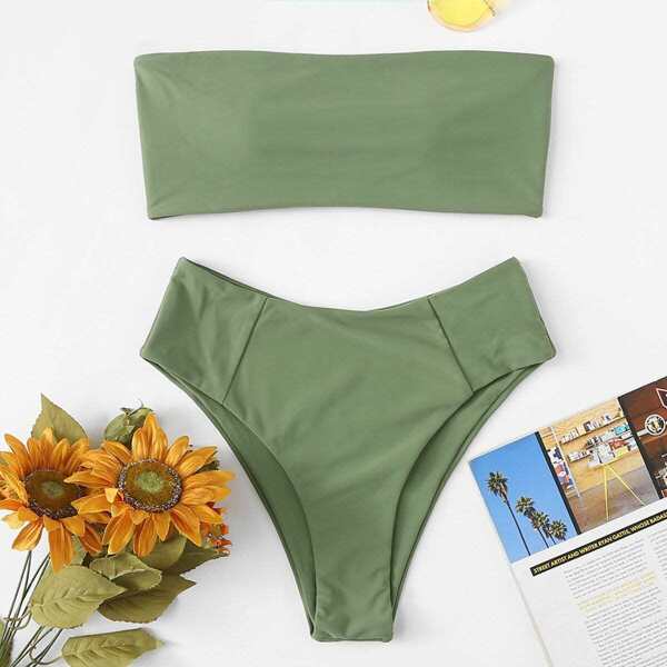 

Bandeau Top With High Cut Bikini Set