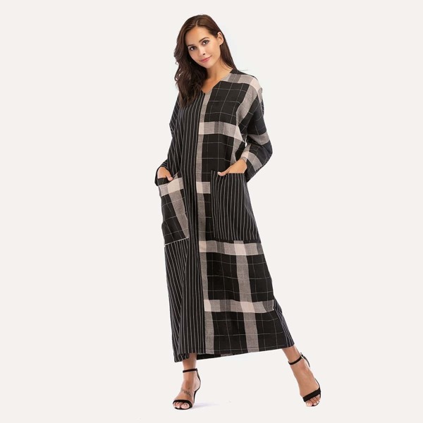 

Cut & Sew Oversized Pocket Maxi Dress, Multicolor