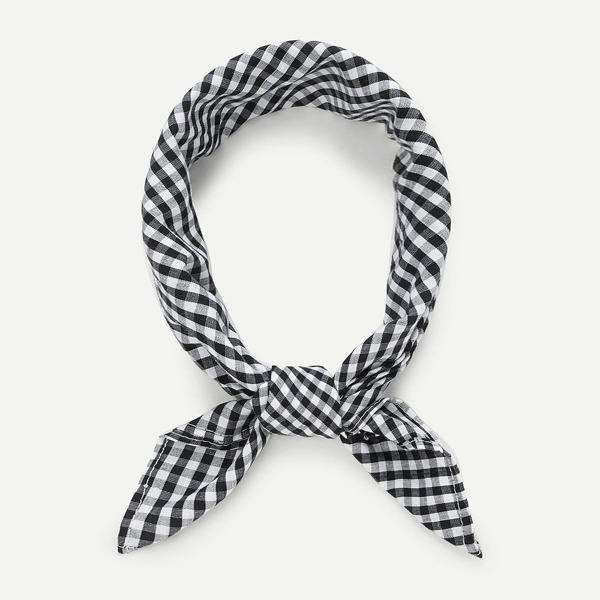 

Gingham Pattern Bandana, Black and white