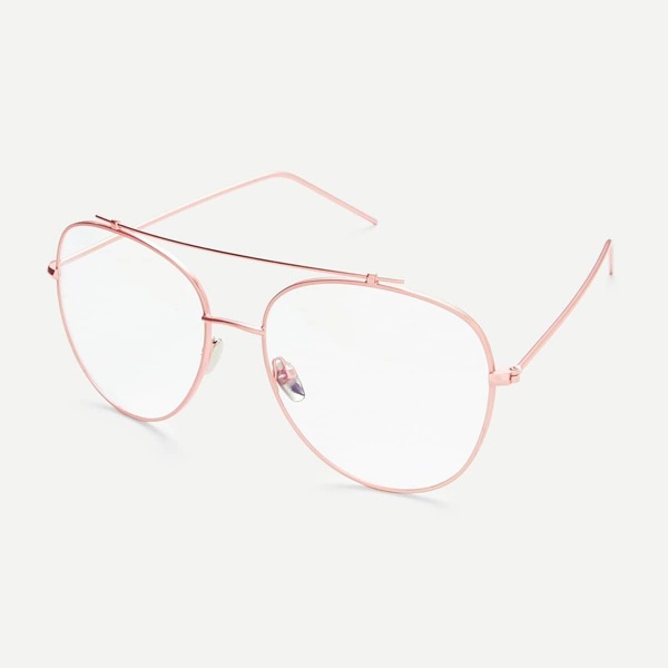 

Rose Gold Frame Clear Lens Double Bridge Glasses