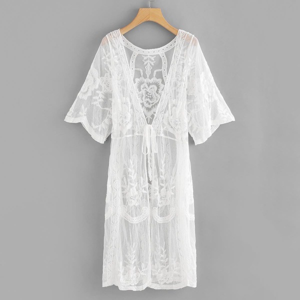 

Lace Knot Front Long Cardigan