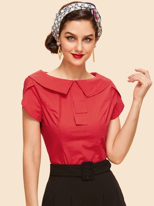 

Tulip Sleeve Solid Top, Red, Julie H.