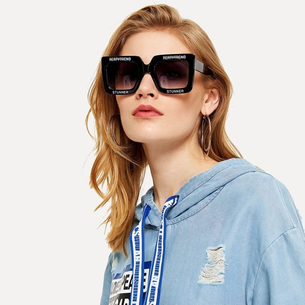 

Oversized Square Sunglasses, Black