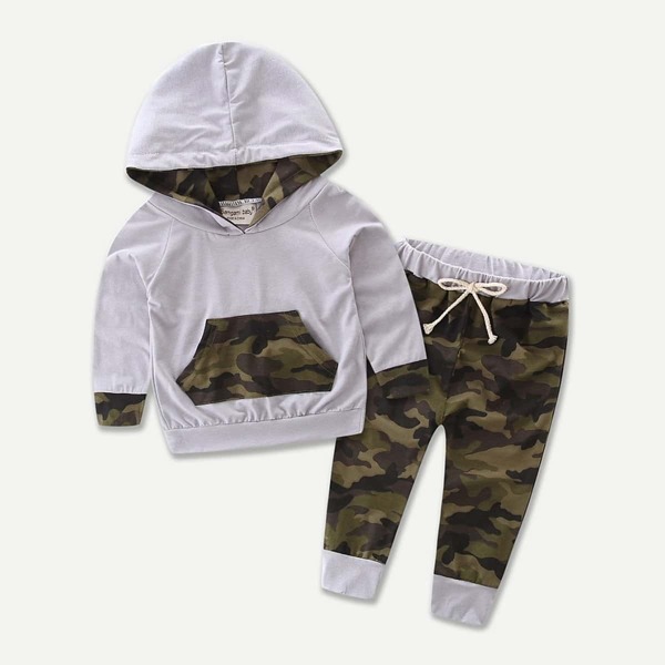 

Toddler Boys Camo Hooded Sweatshirt With Drawstring Pants, Multicolor