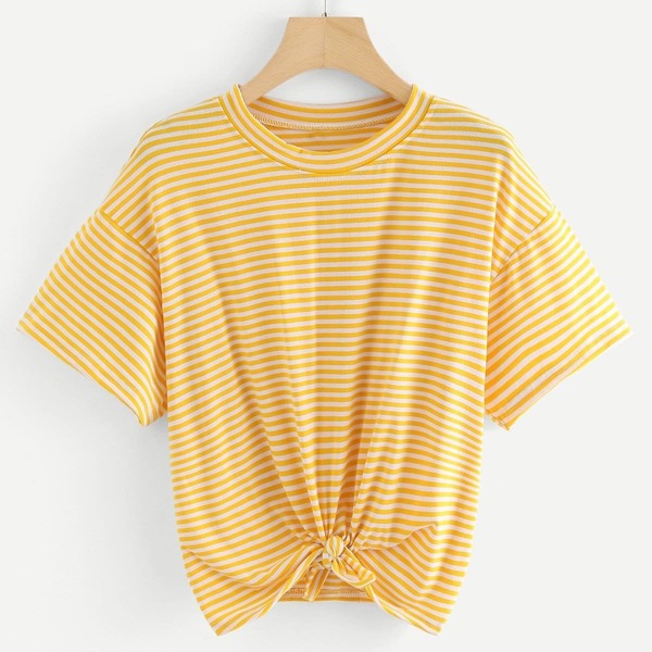 

Knot Front Striped Tee