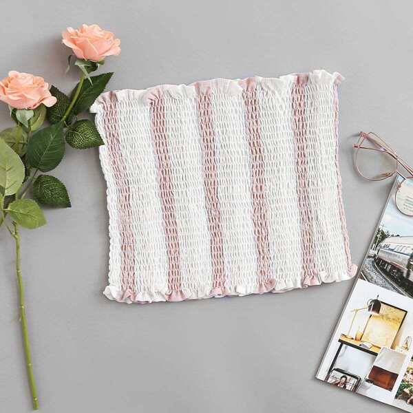 

Pleated Frill Trim Tube Top