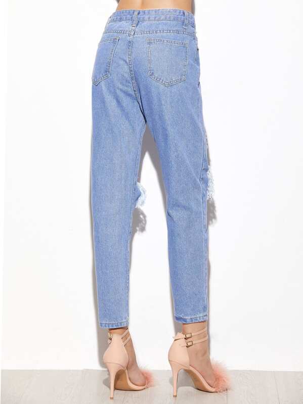 

Light Blue Knee Ripped Boyfriend Jeans