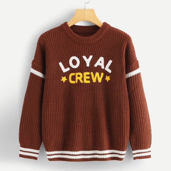 

Letter And Stripe Print Jumper