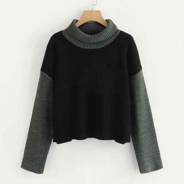 

Two Tone High Neck Sweater
