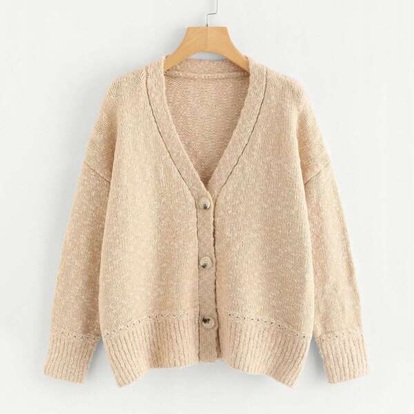 

Dropped Shoulder Button Up Sweater