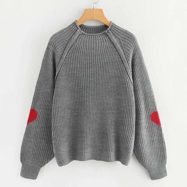

Heart Insert Raglan Sleeve Sweater