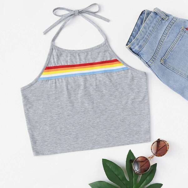 

Striped Tape Halter Top