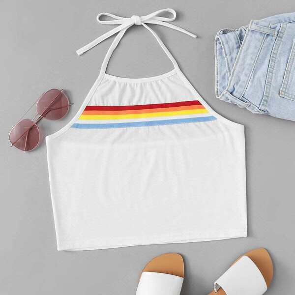 

Striped Tape Halter Top