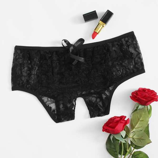 

Crotchless Lace Panty, Black