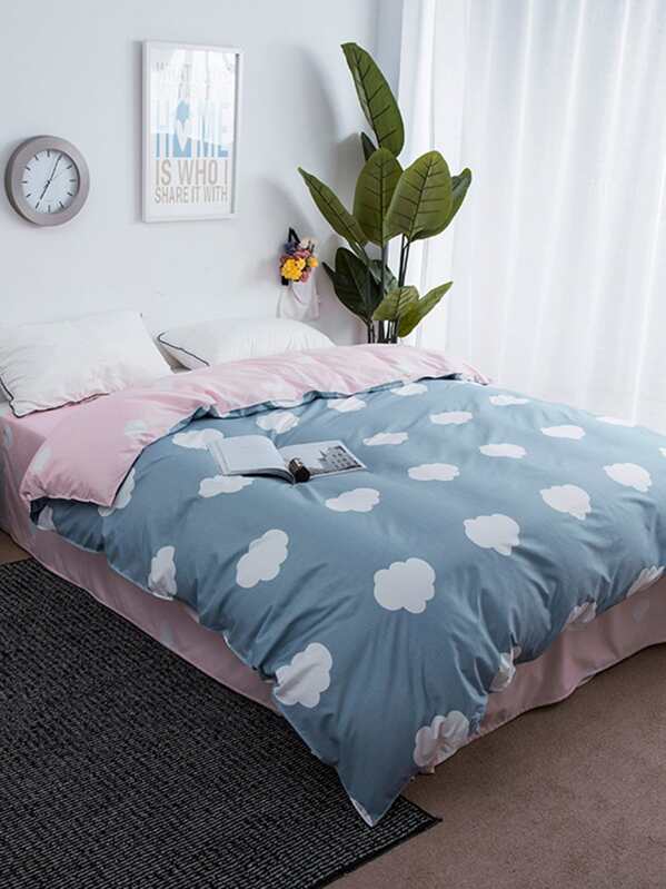 Cloud Print Duvet Cover Shein Sheinside