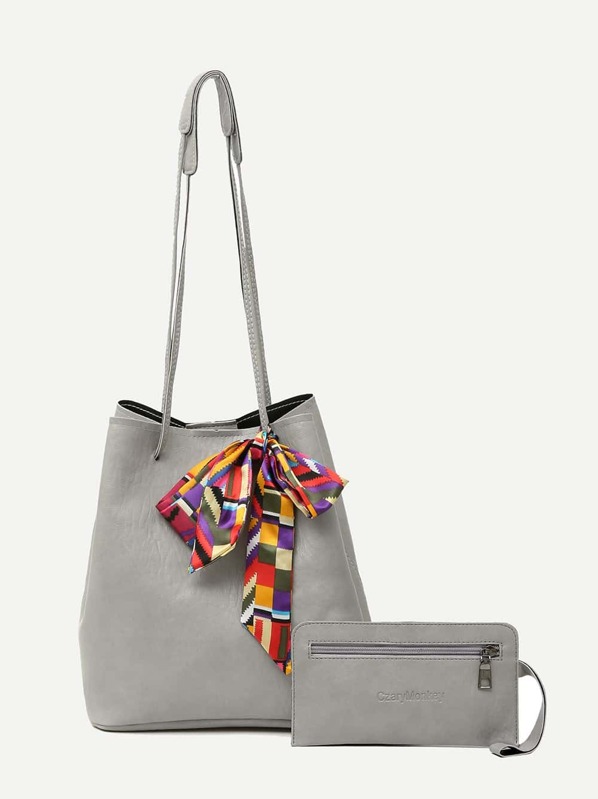 T Scarf Tote Bag With Clutch Shein Sheinside Customer Reviews Reviewnum
