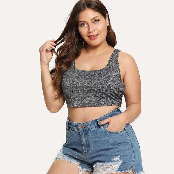 

Plus Marled Crop Tank Top