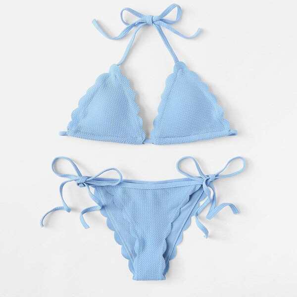 

Scalloped Trim Top With Self Tie Side Bikini