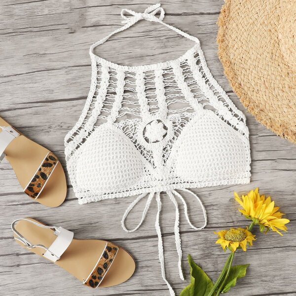 

Hollow Out Crochet Halter Top
