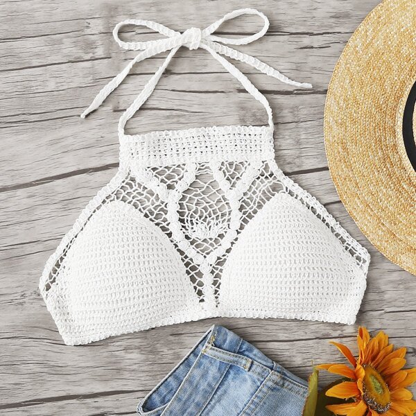 

Hollow Out Crochet Halter Top