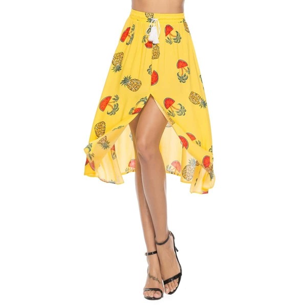 

Fruit Print Drawstring Waist Skirt