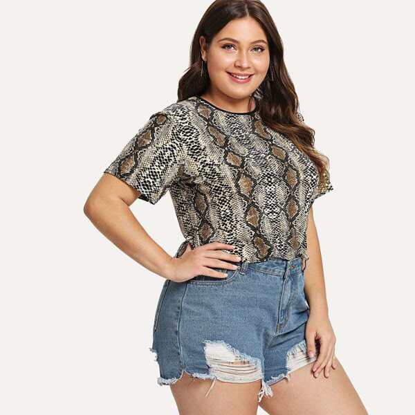 

Plus Snake Skin Print Tee