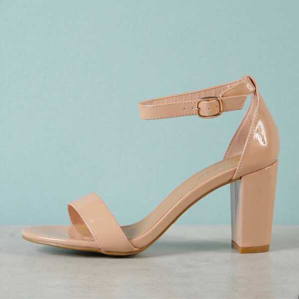 

Patent Single Band Ankle Strap Heel, Apricot