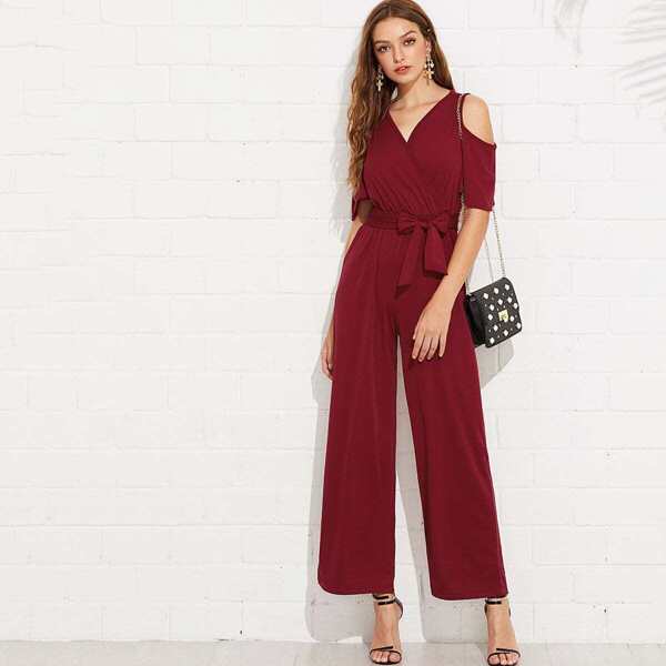 

Open Shoulder Tie Waist Jumpsuit
