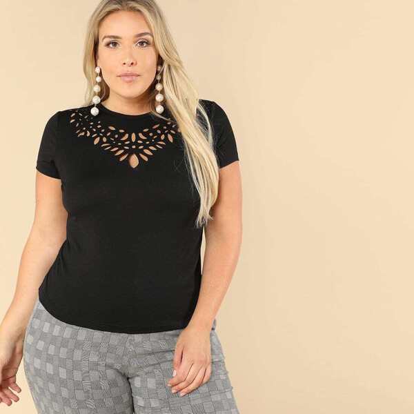 

Plus Laser Cut Insert Solid Tee
