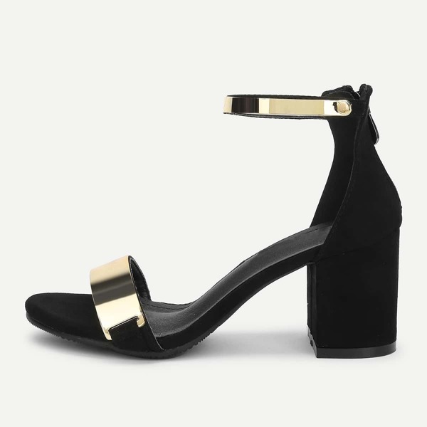 

Two Part Metallic Chunky Heeled Sandals