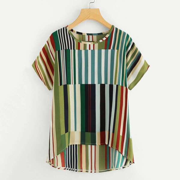 

Striped Dip Hem Top