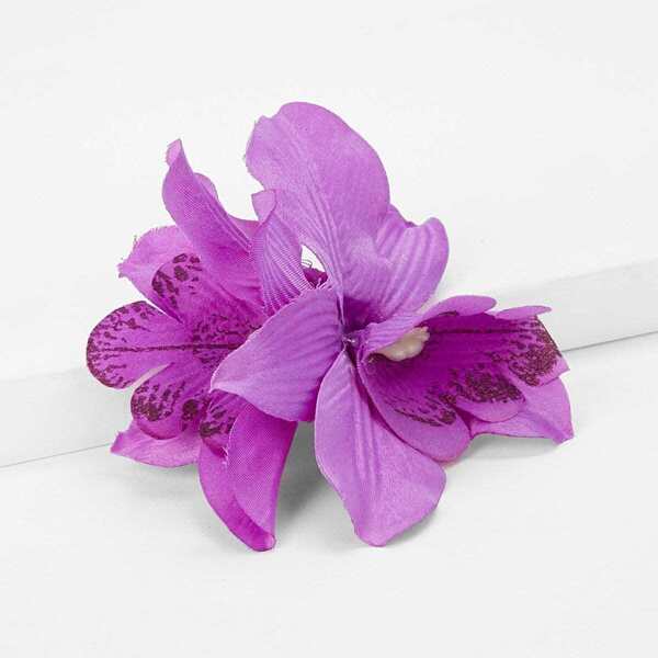 

Double Flower Design Kids Hair Tie, Purple