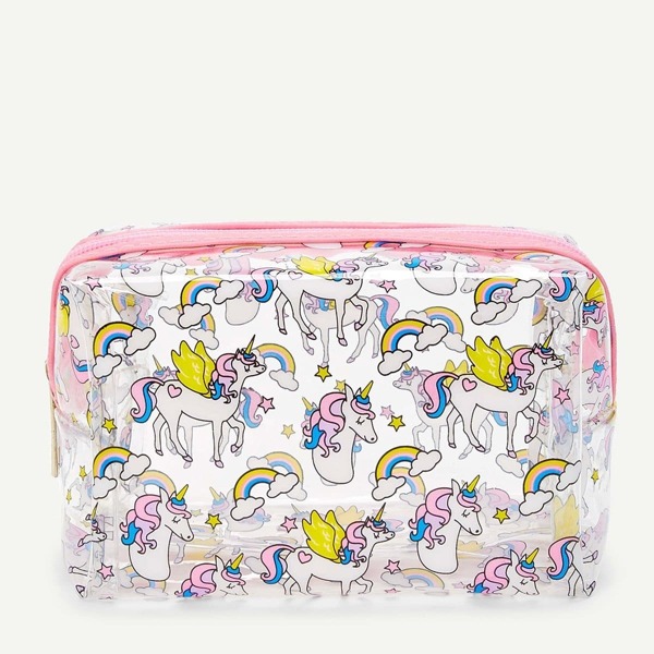 

Unicorn Print Clear Makeup Bag, Multicolor