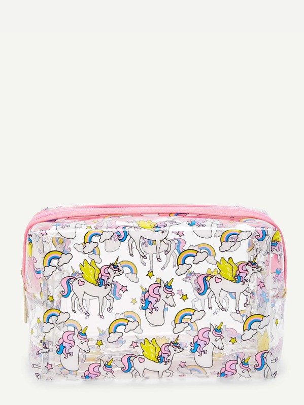 

Unicorn Print Clear Makeup Bag, Multicolor