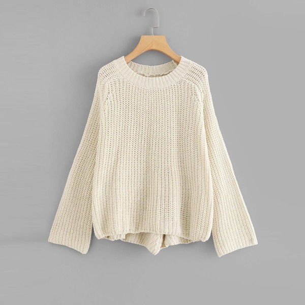 

Raglan Sleeve Eyelet Sweater