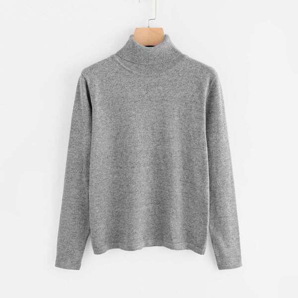 

Roll Neck Soft Knit Heather Grey Jumper