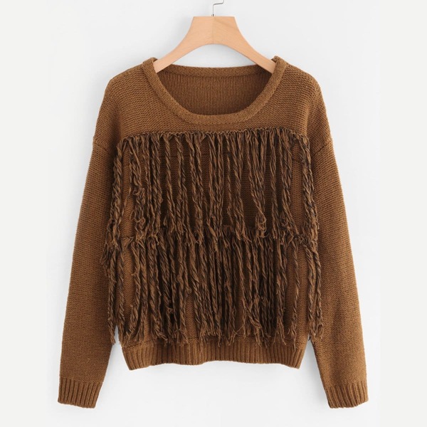 

Layered Fringe Embellished Sweater