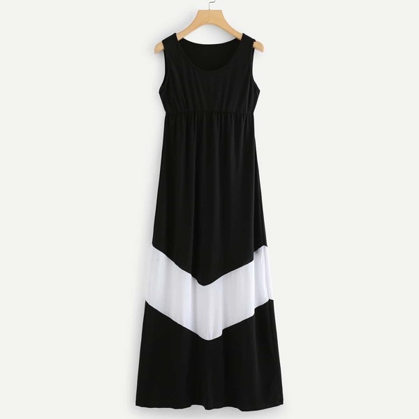 

Contrast Panel Dress, Black