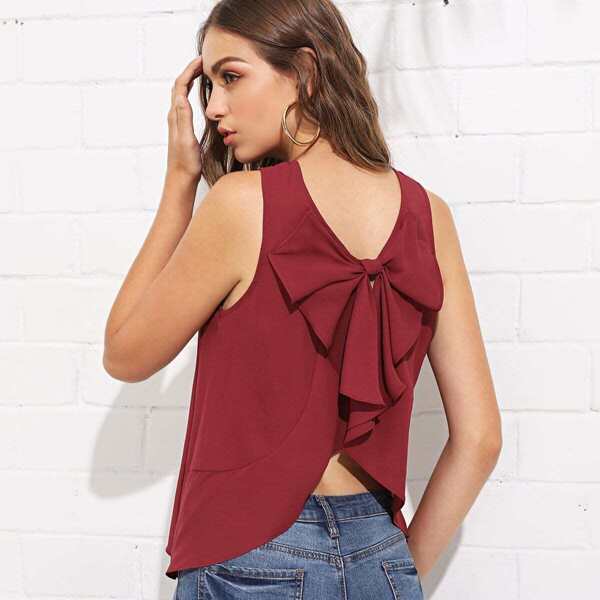 

Bow Back Asymmetrical Shell Top
