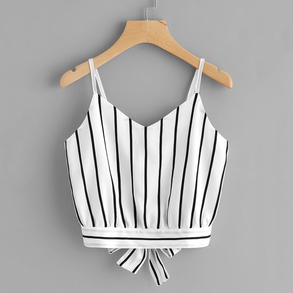 

Striped Split Tie Back Crop Cami Top