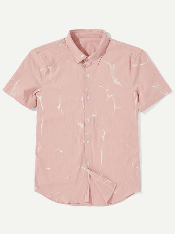 

Men Abstract Print Shirt, Pink