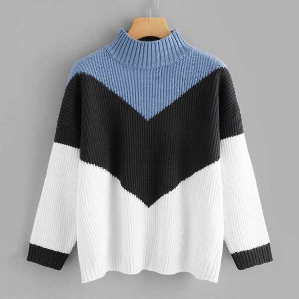 

Cut And Sew Chevron Pattern Sweater