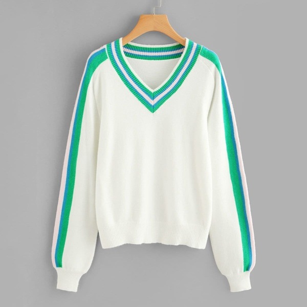 

Balloon Sleeve Striped Sweater