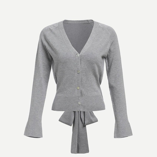 

Bow Tied Back Button Up Sweater