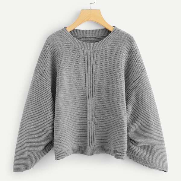 

Gathered Sleeve Marled Knit Jumper