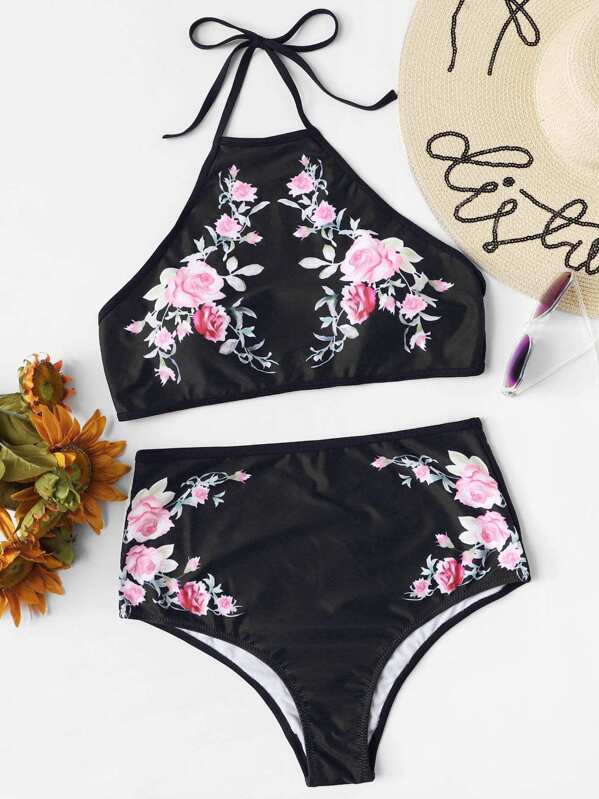 

Цветочная печать Halter Bikini Set, null