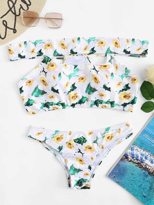 

Flower Print Bikini Set, Multicolor