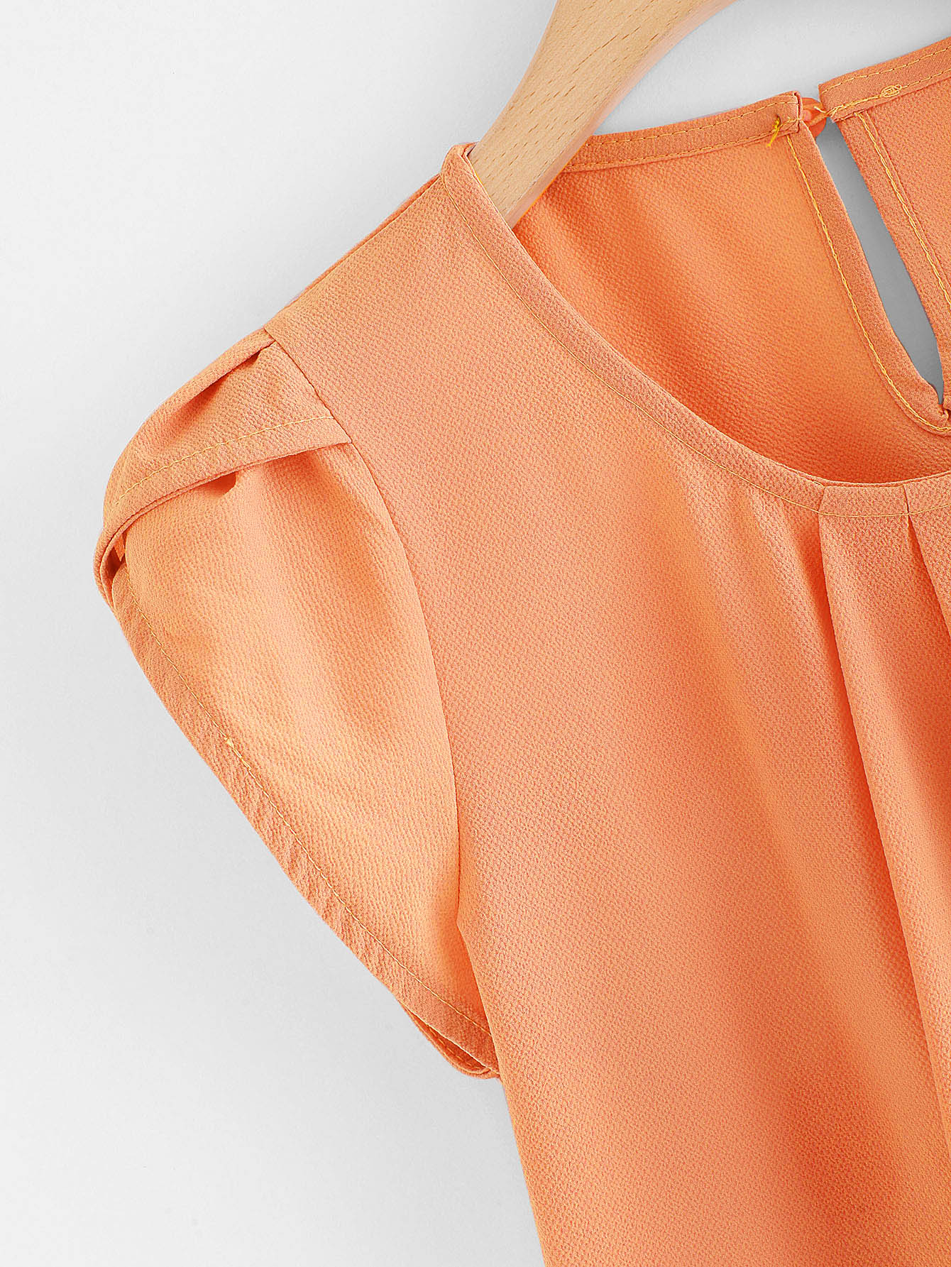 petal sleeve pleated detail curved hem blouse